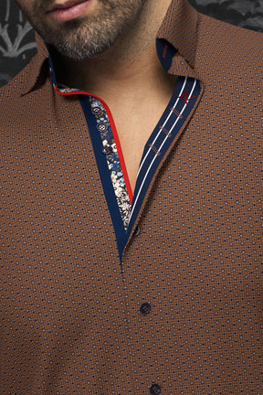 Knit long sleeve shirt for men by Au Noir | SAUTOR Tobacco | Menshirt, complete inventory of the Au Noir brand