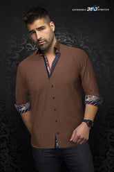 Knit long sleeve shirt for men by Au Noir | SAUTOR Tobacco | Menshirt, complete inventory of the Au Noir brand