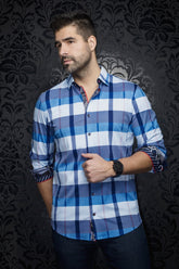 Knit long sleeve shirt for men by Au Noir | SCHUMANN Light Blue | Menshirt, complete inventory of the Au Noir brand