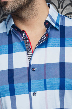 Knit long sleeve shirt for men by Au Noir | SCHUMANN Light Blue | Menshirt, complete inventory of the Au Noir brand