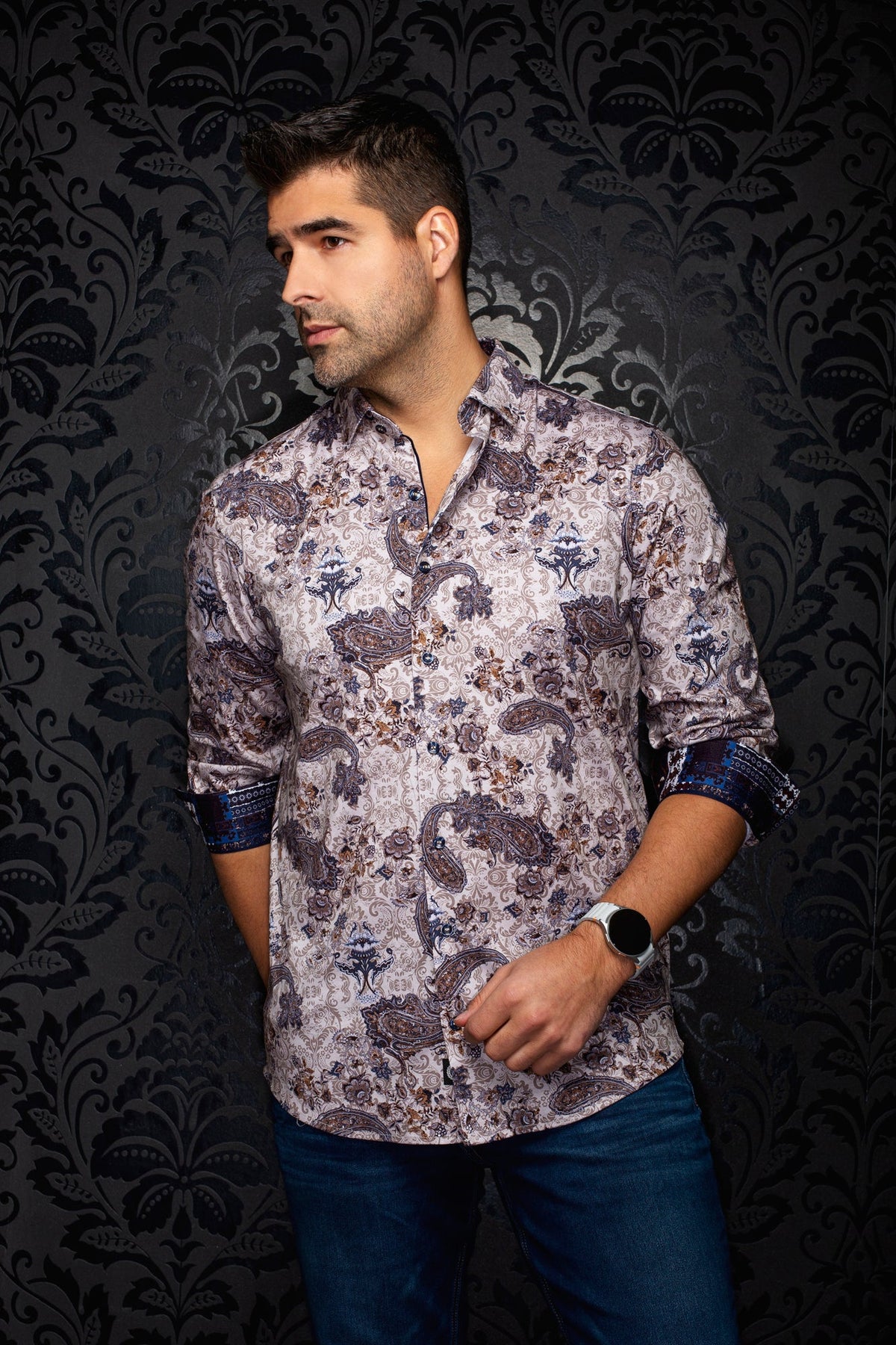 Chemise manches longues en Knit extensible pour homme par Au Noir | SIENNA Pierre | Machemise.ca, inventaire complet de la marque Au Noir