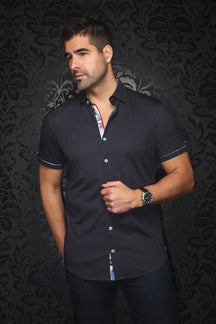 Knit short sleeve shirt for men by Au Noir | TERRANO(SS) Black | Menshirt.com, complete inventory of the Au Noir brand
