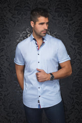 Knit short sleeve shirt for men by Au Noir | TERRANO(SS) Light Blue | Menshirt.com, complete inventory of the Au Noir brand