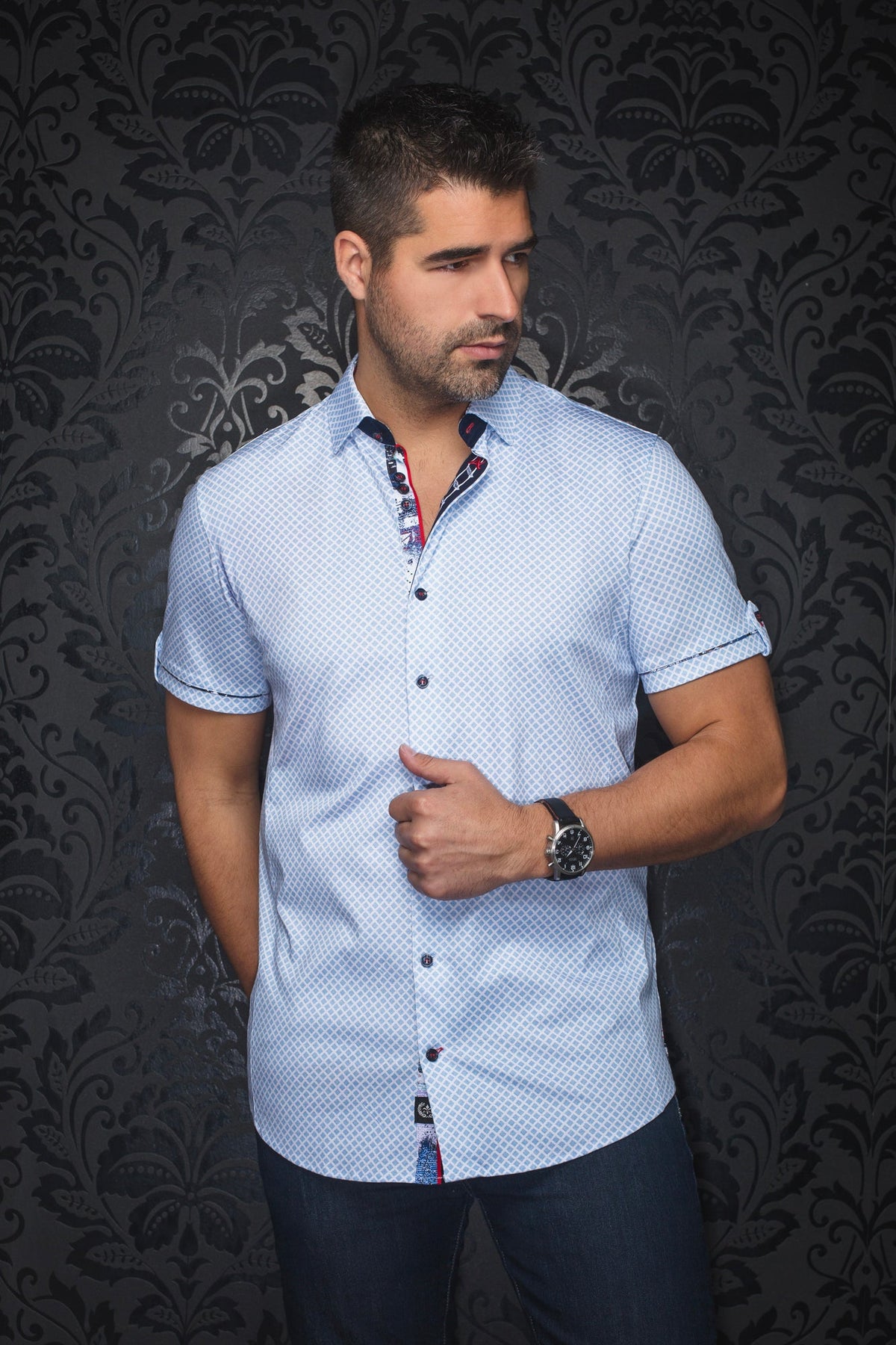 Chemise manches courtes en Knit pour homme par Au Noir | TERRANO(SS) Bleu Clair | Machemise.ca, inventaire complet de la marque Au Noir