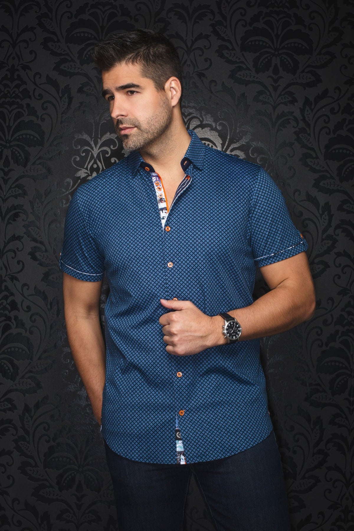 Chemise manches courtes en Knit pour homme par Au Noir | TERRANO(SS) Marine | Machemise.ca, inventaire complet de la marque Au Noir
