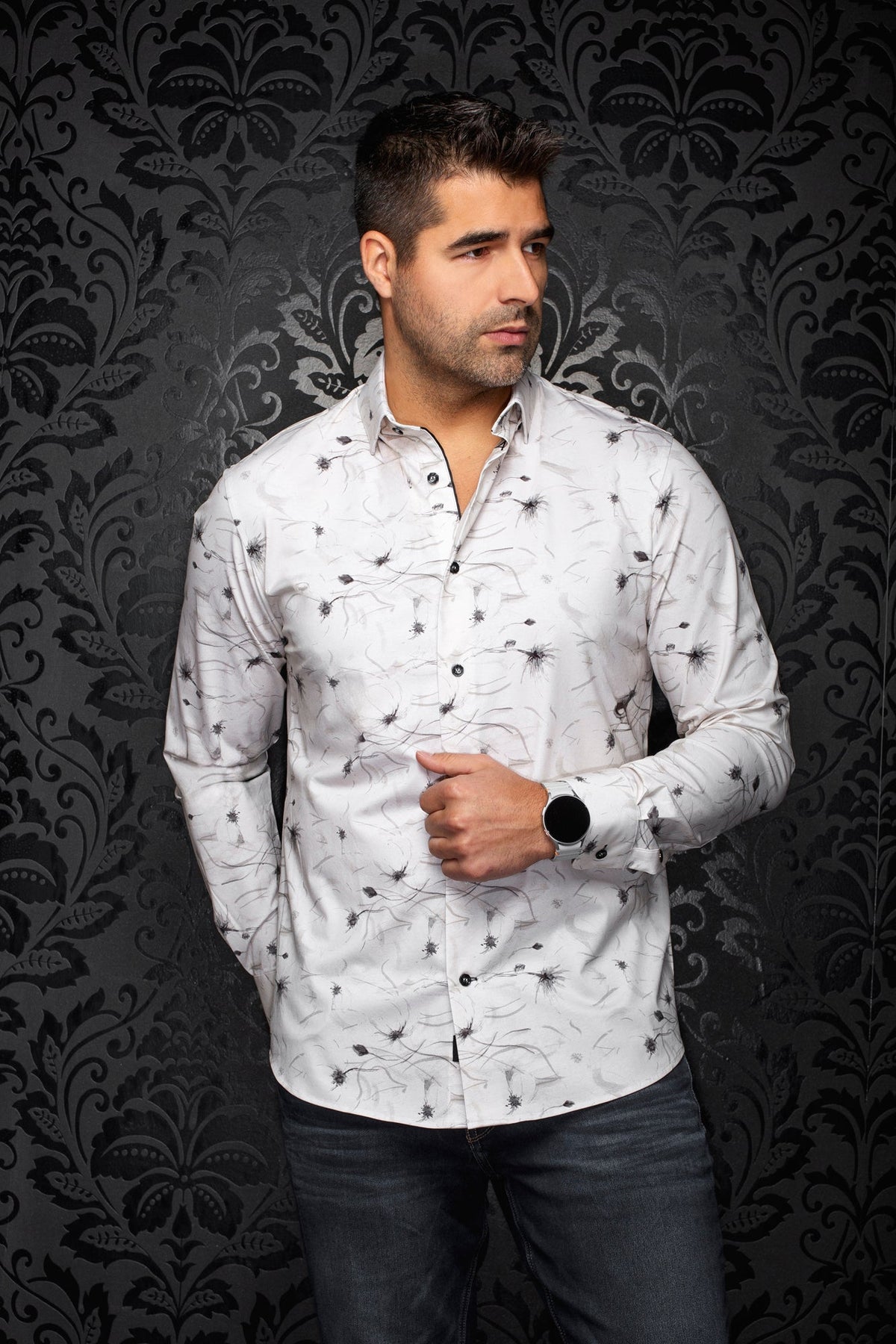 Chemise manches longues en Knit extensible pour homme par Au Noir | TRUMAN Pierre | Machemise.ca, inventaire complet de la marque Au Noir