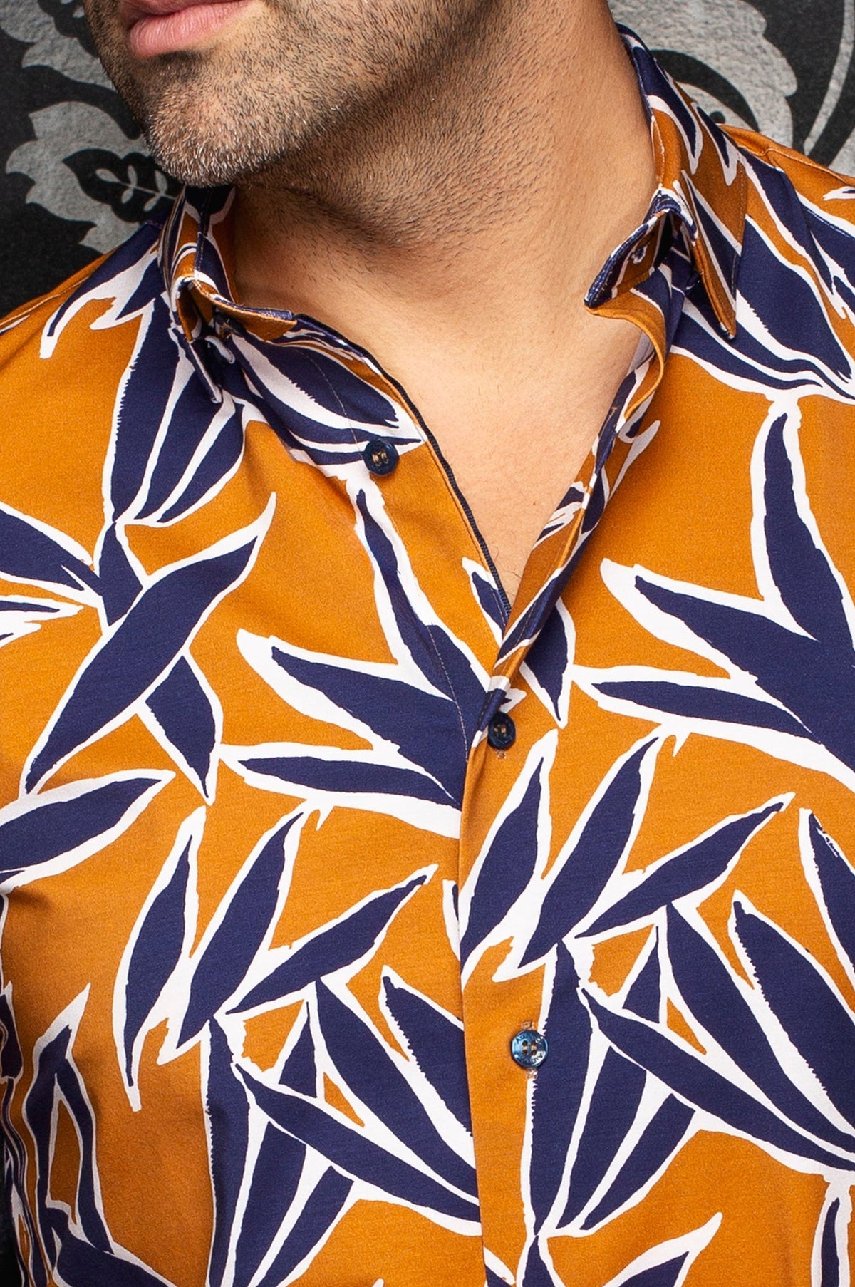 Chemise manches longues en Knit extensible pour homme par Au Noir | TYLER Tabac Marine | Machemise.ca, inventaire complet de la marque Au Noir