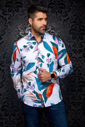 Chemise manches longues en Knit extensible pour homme par Au Noir | VINEHAVEN Blanc Sarcelle | Machemise.ca, inventaire complet de la marque Au Noir