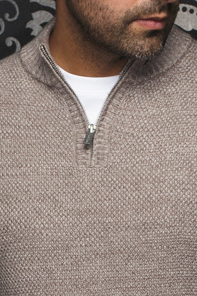 Chandail zip 1/4 en laine mérino pour homme par Au Noir | VOGAR Pierre | Machemise.ca, inventaire complet de la marque Au Noir