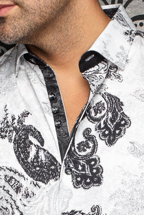 Chemise manches courtes en coton extensible pour homme par Au Noir | WATERFORD (SS) Blanc Noir | Machemise.ca, inventaire complet de la marque Au Noir