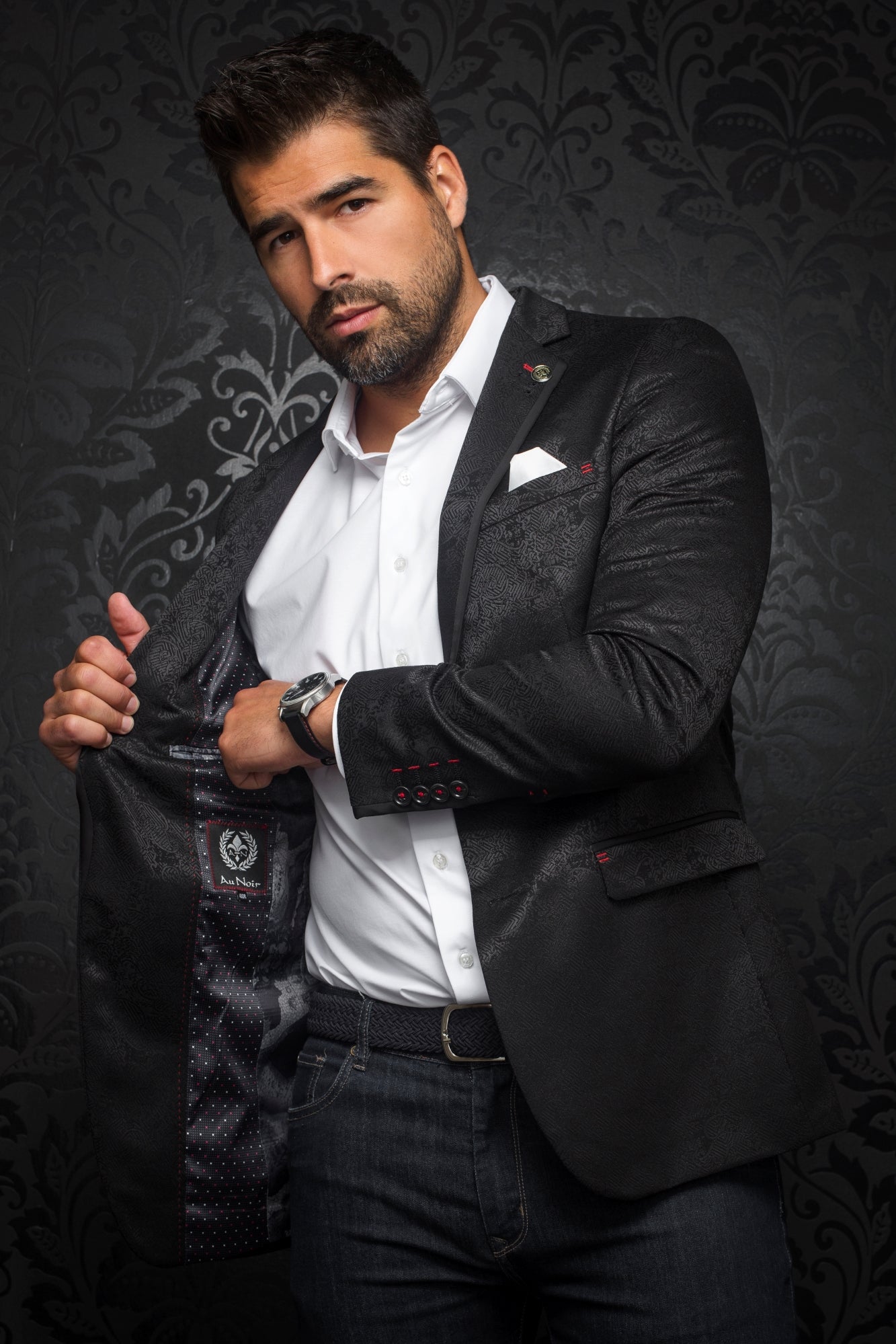 Blazer for men by Au Noir | WILLIAM_JACQUARD Grey Black/Black | Menshirt.com, complete inventory of the Au Noir brand