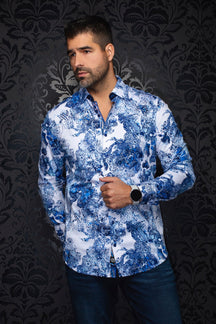 Chemise manches longues en Knit extensible pour homme par Au Noir | WISTERIA Bleu | Machemise.ca, inventaire complet de la marque Au Noir