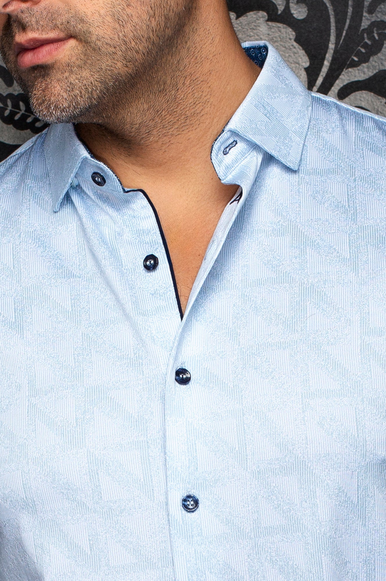 Chemise manches longues en Knit extensible pour homme par Au Noir | YUCCA Bleu | Machemise.ca, inventaire complet de la marque Au Noir