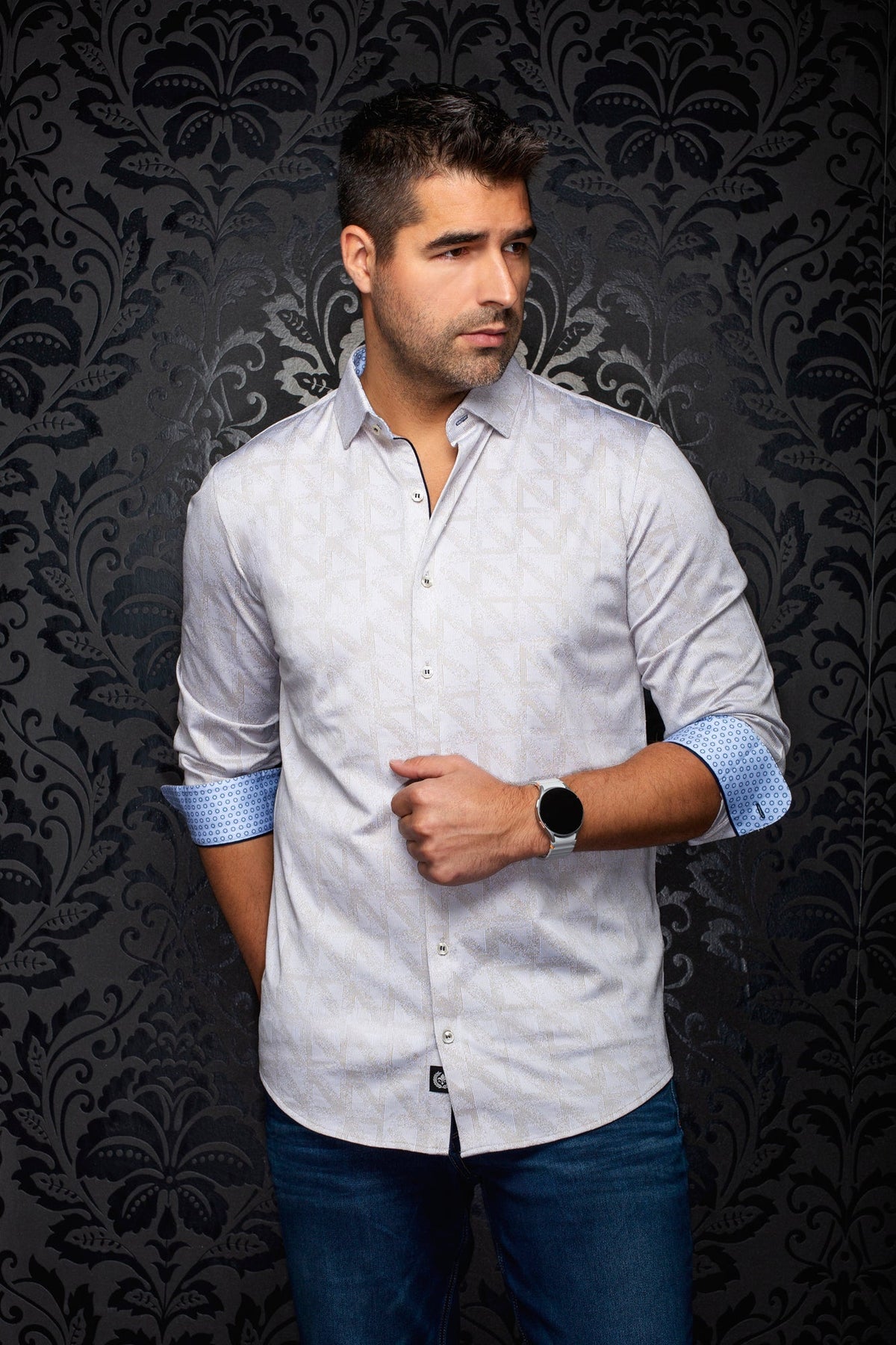 Chemise manches longues en Knit extensible pour homme par Au Noir | YUCCA Sable | Machemise.ca, inventaire complet de la marque Au Noir