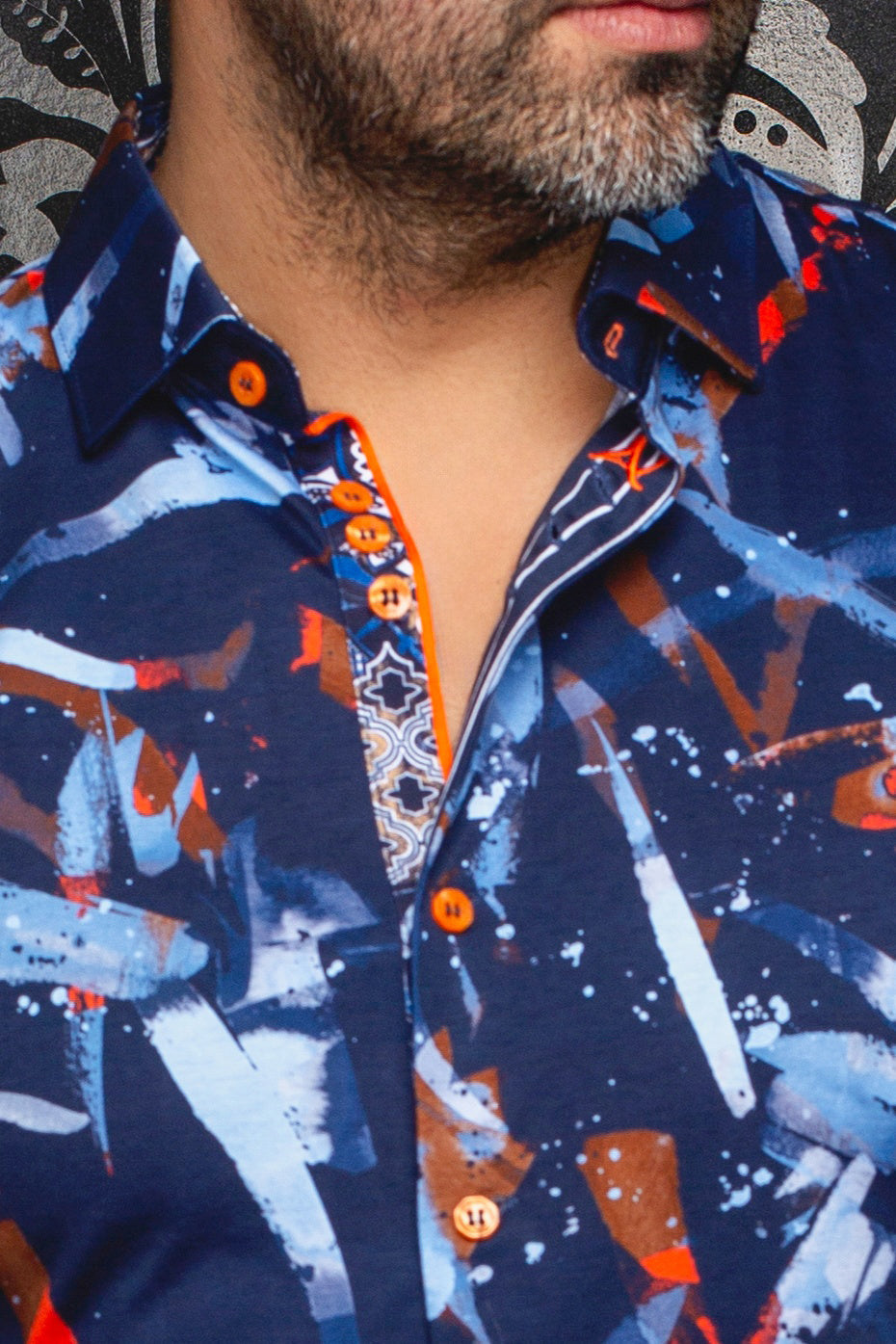 Knit long sleeve shirt for men by Au Noir | ZANDER Navy | Menshirt, complete inventory of the Au Noir brand