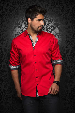 Stretch cotton short sleeve shirt for men by Au Noir | ALONSO (SS) Red | Menshirt.com, complete inventory of the Au Noir brand