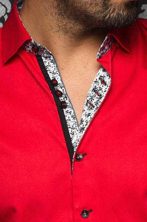 Stretch cotton short sleeve shirt for men by Au Noir | ALONSO (SS) Red | Menshirt.com, complete inventory of the Au Noir brand