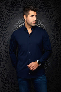 Chemise manches longues en Knit pour homme par Au Noir | ALEXANDER SDL Marine Foncé | Machemise.ca, inventaire complet de la marque Au Noir