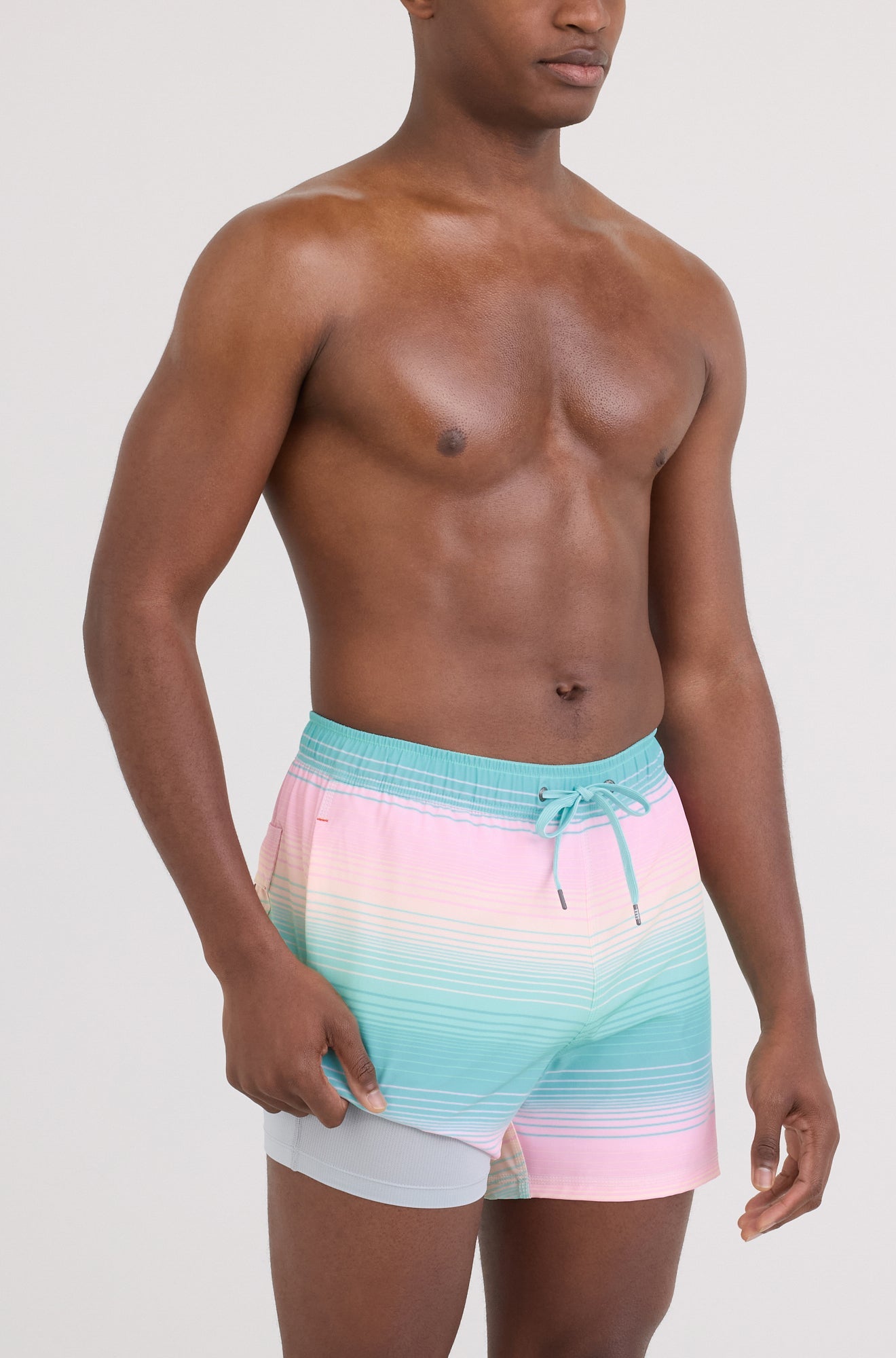 Maillot short pour homme par Saxx | SXSW03L Rayures Brumeuses Aqua | Machemise.ca, vêtements mode pour hommes