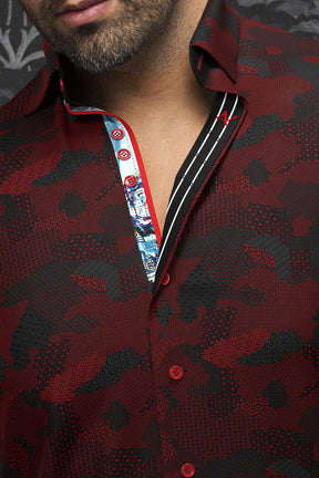 Chemise manches longues en Knit pour homme par Au Noir | ABRAHAM Noir Rouge | Machemise.ca, inventaire complet de la marque Au Noir