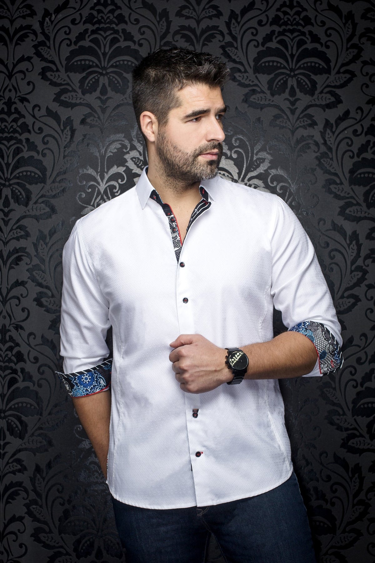 Chemise manches longues pour homme par Au Noir | ADJANI Blanc | Machemise.ca, inventaire complet de la marque Au Noir