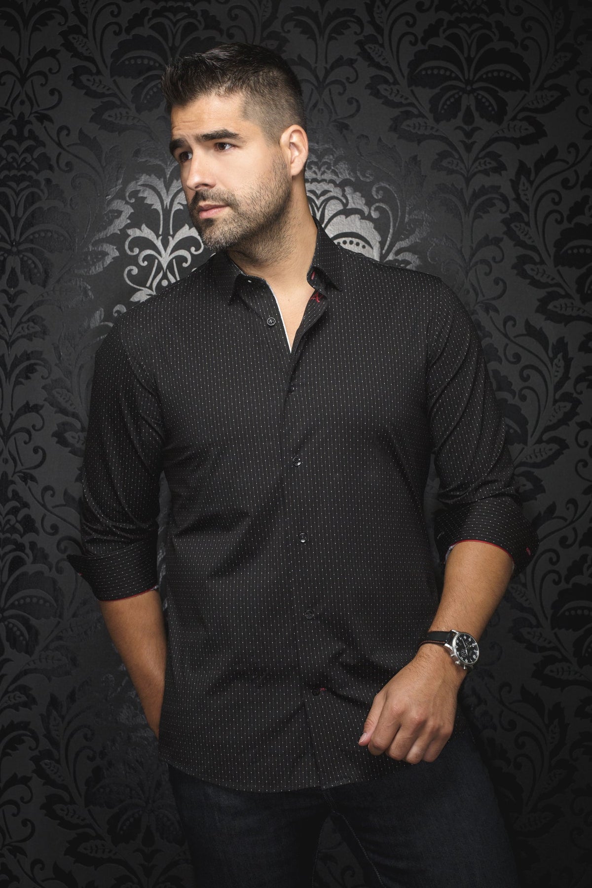 Chemise manches longues en Knit pour homme par Au Noir | ALEXANDER NDL Noir | Machemise.ca, inventaire complet de la marque Au Noir