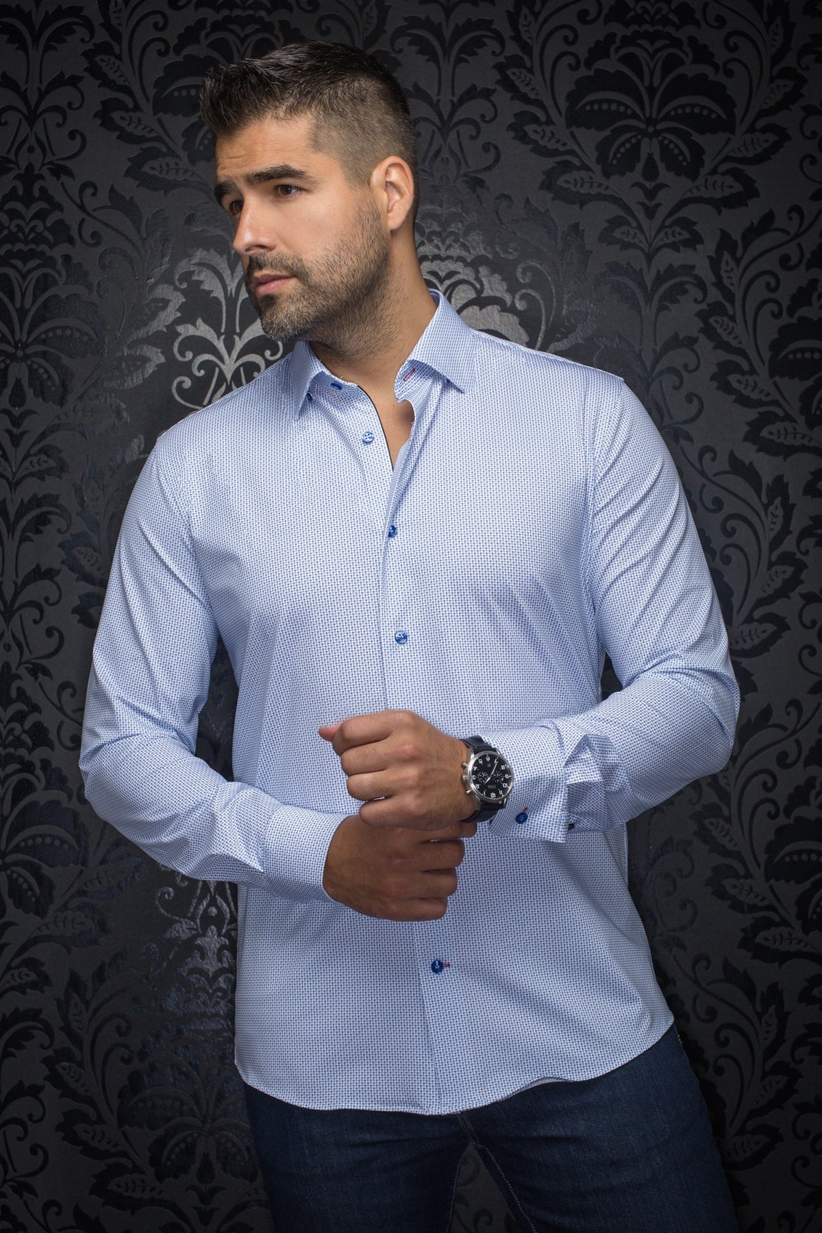 Chemise manches longues en Knit pour homme par Au Noir | ALEXANDER STAR Bleu | Machemise.ca, inventaire complet de la marque Au Noir