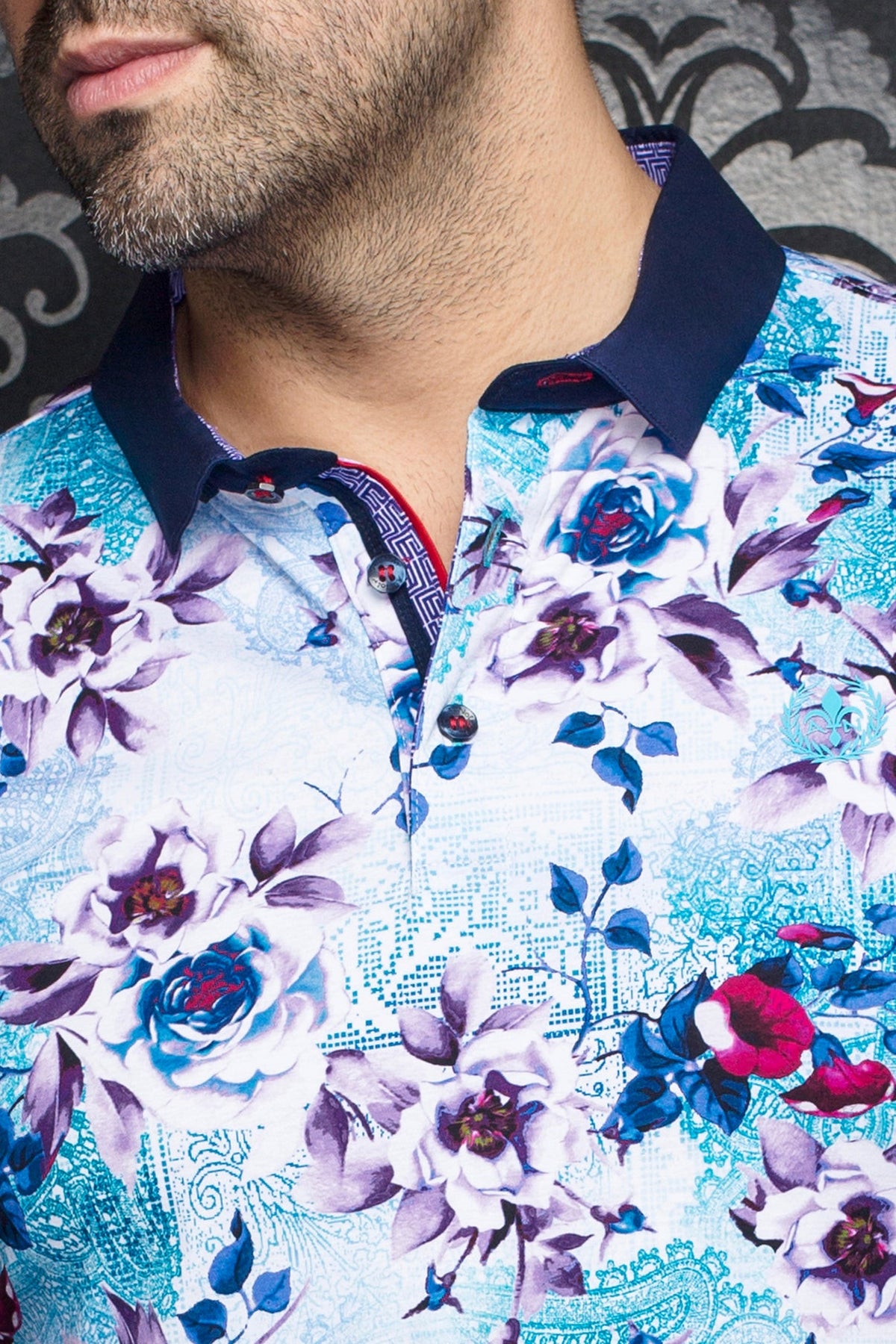 Polo pour homme par Au Noir | ARAGON Blanc Turquoise | Machemise.ca, inventaire complet de la marque Au Noir
