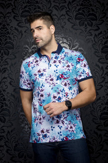 Polo pour homme par Au Noir | ARAGON Blanc Turquoise | Machemise.ca, inventaire complet de la marque Au Noir