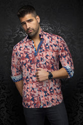 Chemise manches longues pour homme par Au Noir | ARIENZO Blanc Orange | Machemise.ca, inventaire complet de la marque Au Noir