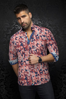 Chemise manches longues pour homme par Au Noir | ARIENZO Blanc Orange | Machemise.ca, inventaire complet de la marque Au Noir