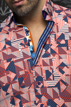 Chemise manches longues pour homme par Au Noir | ARIENZO Blanc Orange | Machemise.ca, inventaire complet de la marque Au Noir