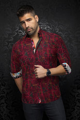 Chemise manches longues pour homme par Au Noir | ARIENZO Rouge | Machemise.ca, inventaire complet de la marque Au Noir