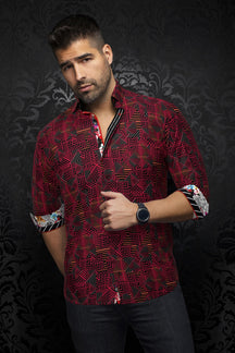 Chemise manches longues pour homme par Au Noir | ARIENZO Rouge | Machemise.ca, inventaire complet de la marque Au Noir