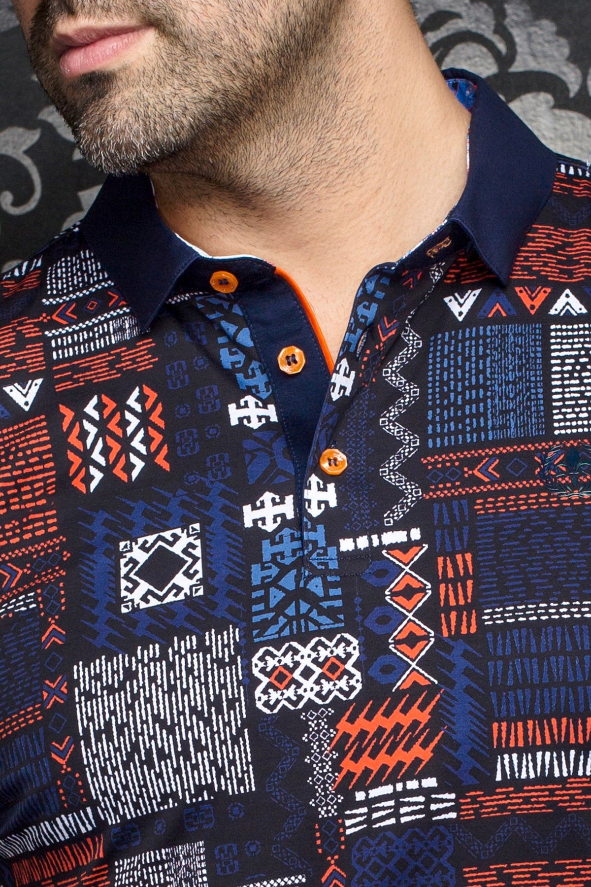 Polo pour homme par Au Noir | AZIMUT Marine Orange | Machemise.ca, inventaire complet de la marque Au Noir
