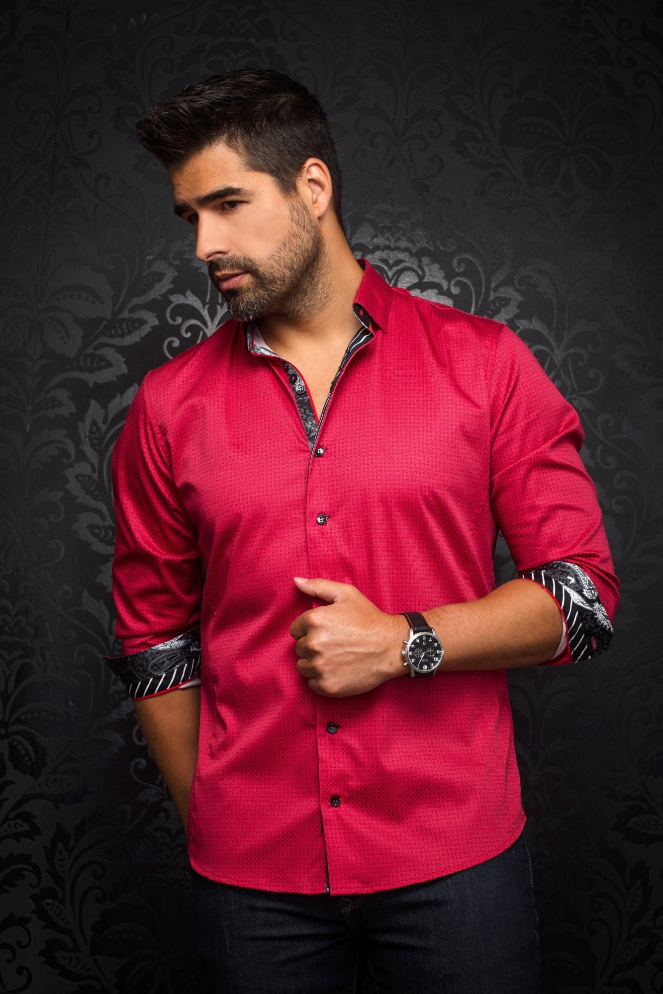 Chemise manches longues pour homme par Au Noir | BLONDEL Rouge/red | Machemise.ca, inventaire complet de la marque Au Noir