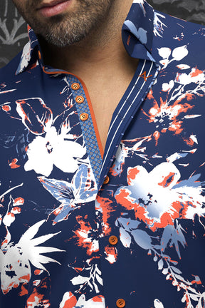 Chemise manches longues en Knit pour homme par Au Noir | CAMBRIA Marine Orange | Machemise.ca, inventaire complet de la marque Au Noir