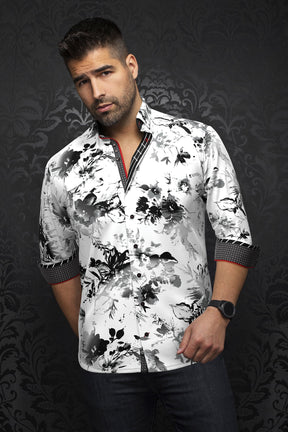 Chemise manches longues en Knit pour homme par Au Noir | CAMBRIA Blanc Noir | Machemise.ca, inventaire complet de la marque Au Noir