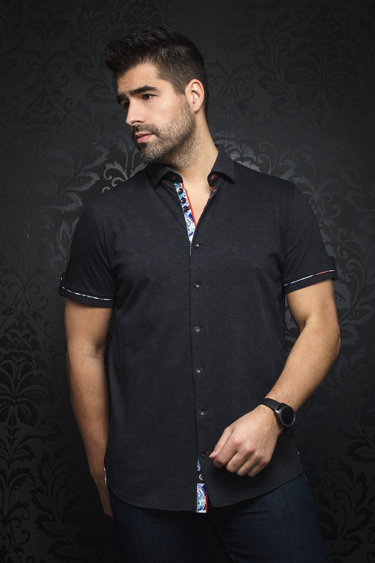 Chemise manches courtes en Knit pour homme par Au Noir | CAMPRA(SS) black | Machemise.ca, inventaire complet de la marque Au Noir