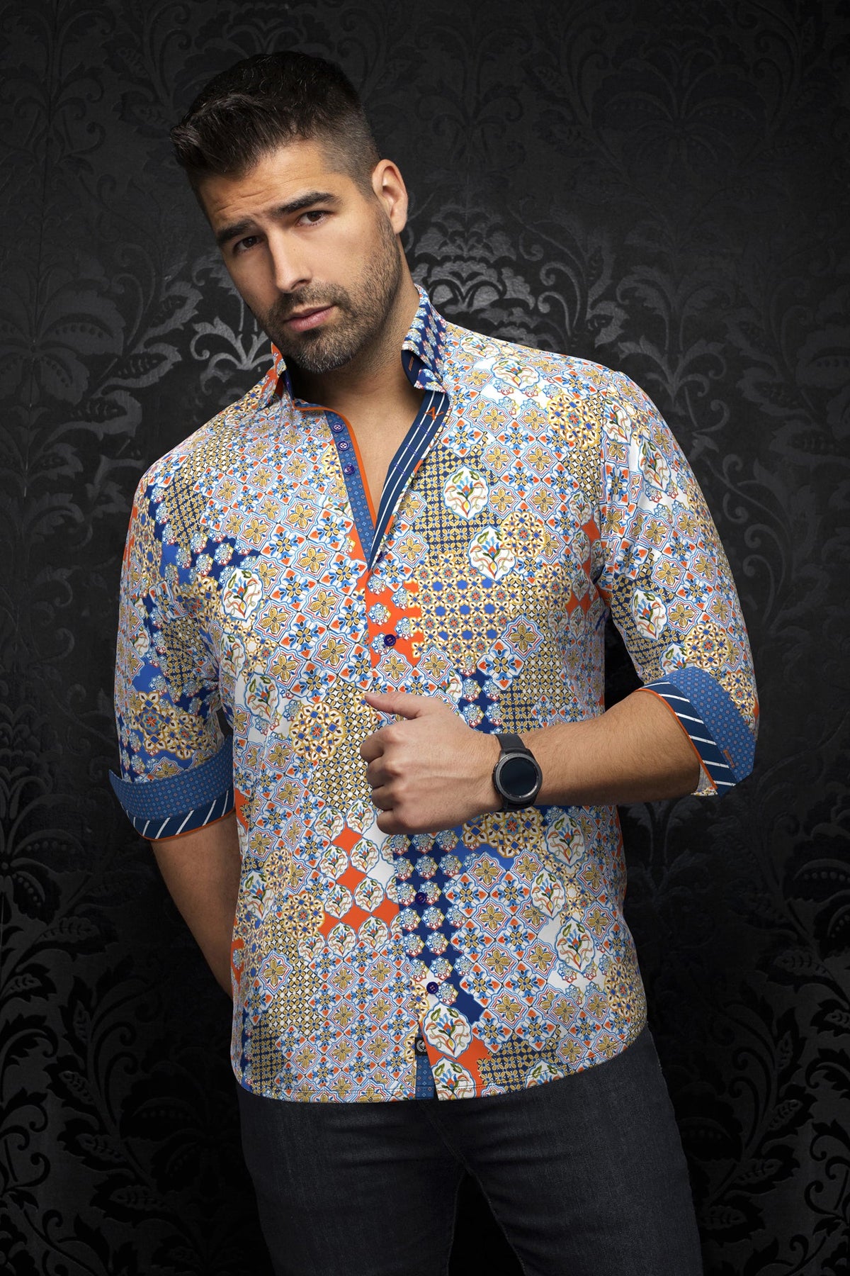 Chemise manches longues pour homme par Au Noir | CARLSON Orange | Machemise.ca, inventaire complet de la marque Au Noir