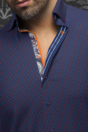 Chemise manches longues pour homme par Au Noir | CESTERO Marine Orange | Machemise.ca, inventaire complet de la marque Au Noir