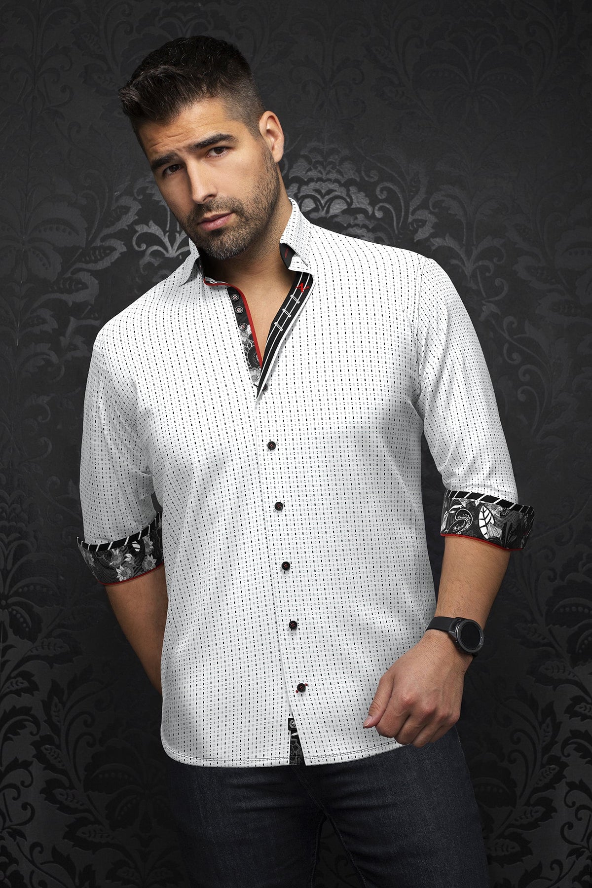 Chemise manches longues pour homme par Au Noir | CESTERO Blanc Noir | Machemise.ca, inventaire complet de la marque Au Noir