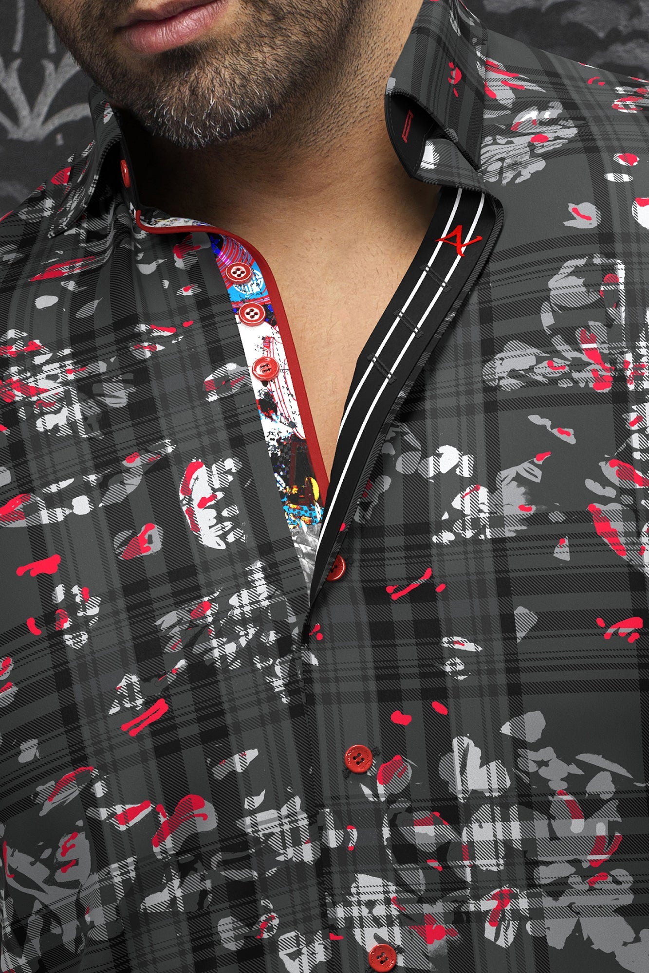 Chemise manches longues pour homme par Au Noir | CONTRERAS Noir Rouge | Machemise.ca, inventaire complet de la marque Au Noir