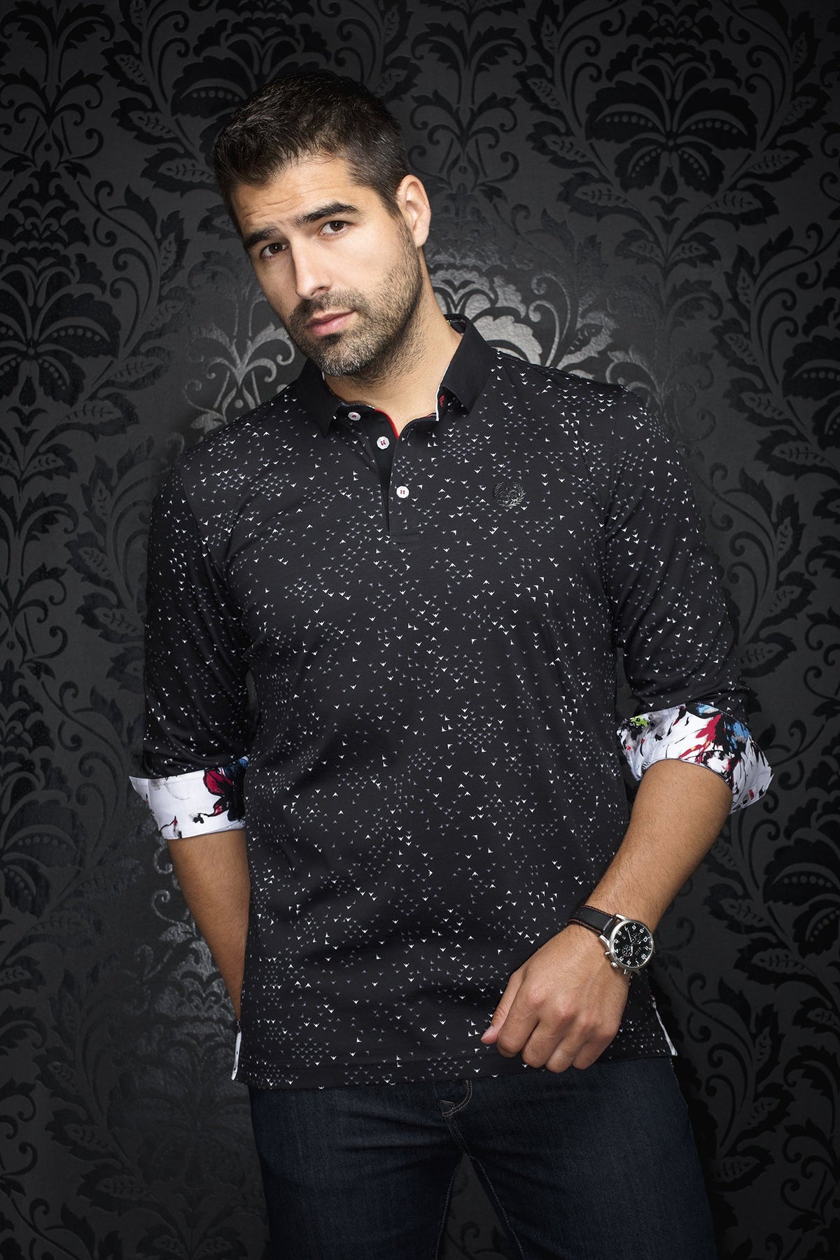 Polo manches longues pour homme par Au Noir | CORDIA Noir | Machemise.ca, inventaire complet de la marque Au Noir