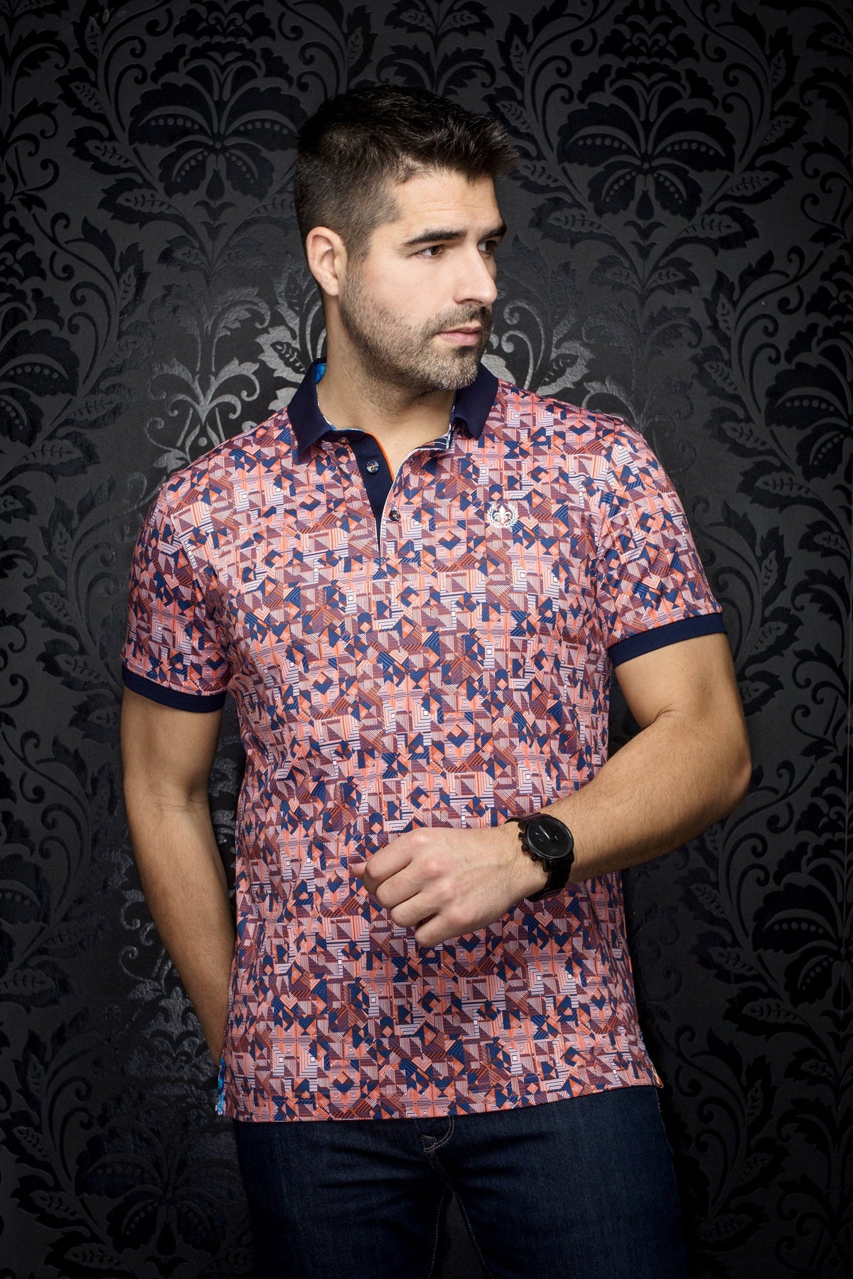 Polo pour homme par Au Noir | CRIVELLI Blanc Orange | Machemise.ca, inventaire complet de la marque Au Noir