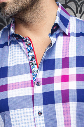 Chemise manches longues en Knit pour homme par Au Noir | DEBUSSY Blanc Fuchsia | Machemise.ca, inventaire complet de la marque Au Noir