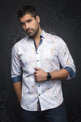 Chemise manches longues pour homme par Au Noir | DECCAN white orange | Machemise.ca, inventaire complet de la marque Au Noir