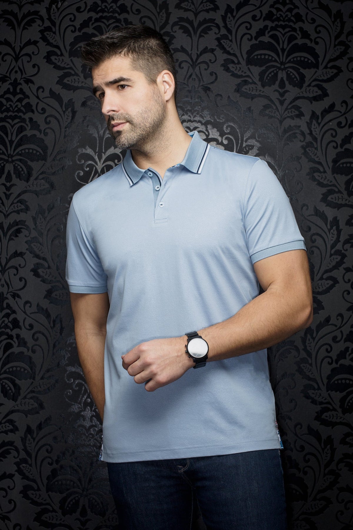Polo pour homme par Au Noir | DELLARIO Bleu Clair | Machemise.ca, inventaire complet de la marque Au Noir