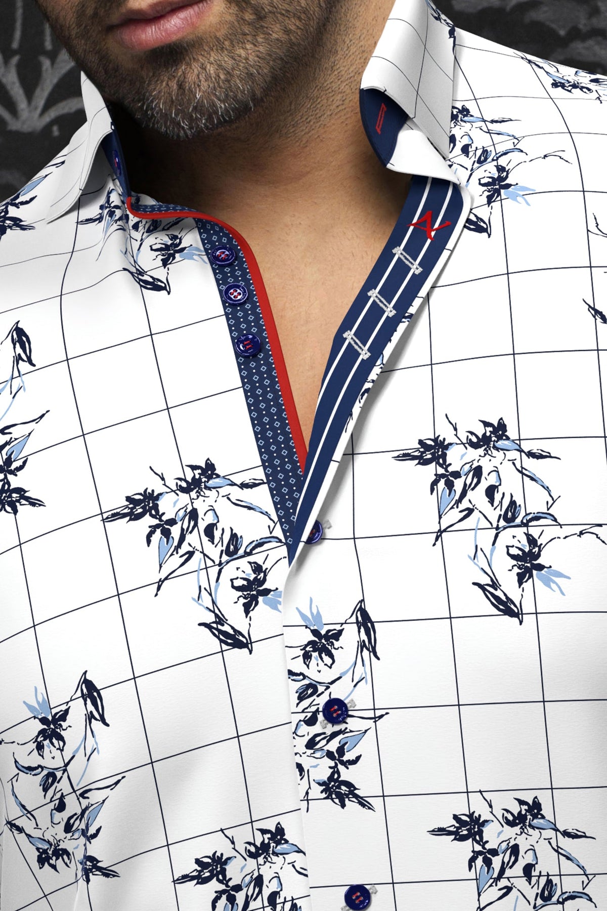 Chemise manches longues pour homme par Au Noir | DISTEFANO Blanc Bleu | Machemise.ca, inventaire complet de la marque Au Noir
