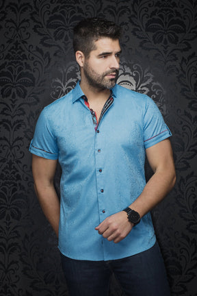 Chemise manches courtes pour homme par Au Noir | DONIZETTI(SS) Turquoise | Machemise.ca, inventaire complet de la marque Au Noir